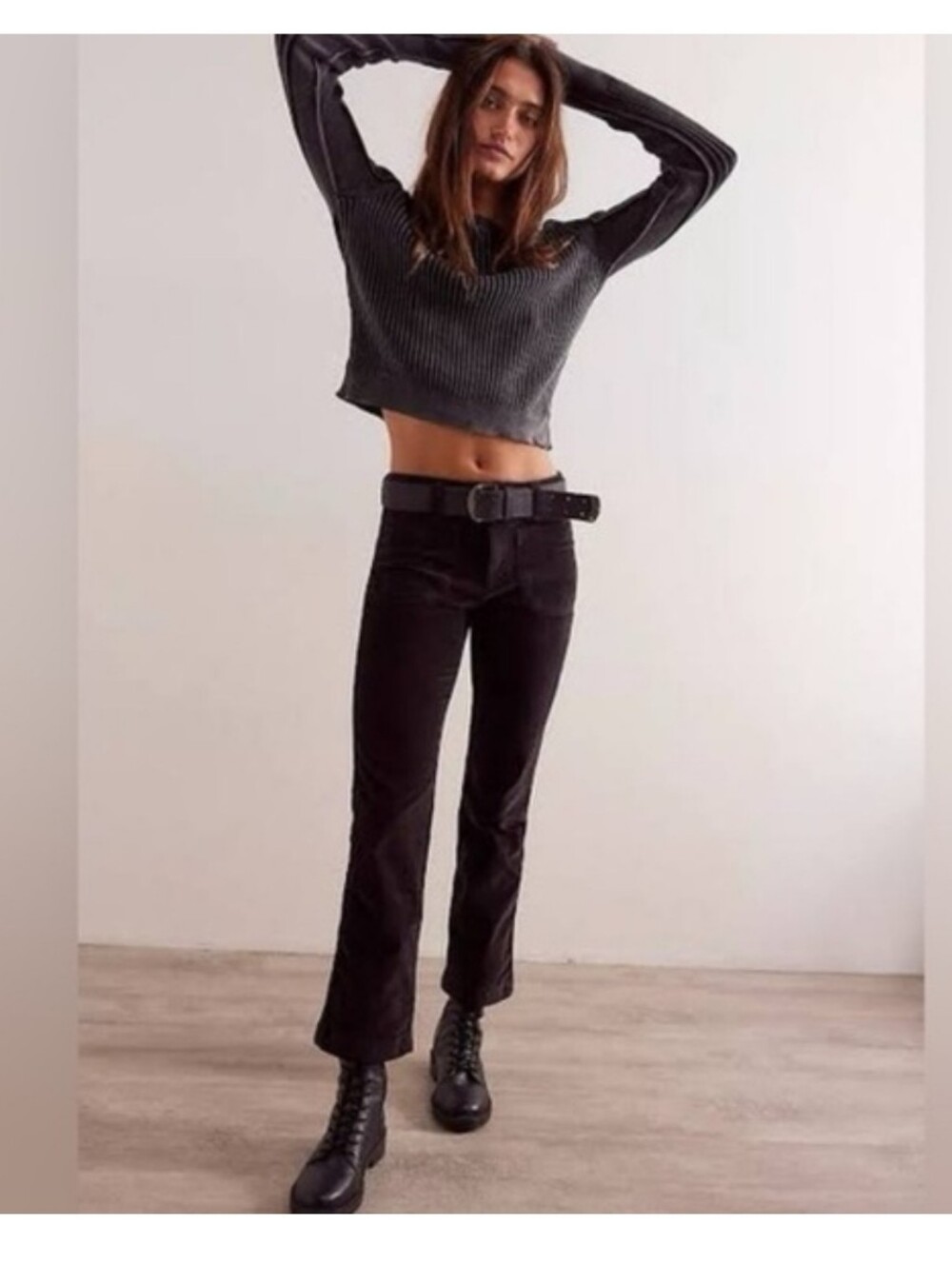 Free People Women’s Black Corduroy Jeans — Classic Straight Fit Sz 10
